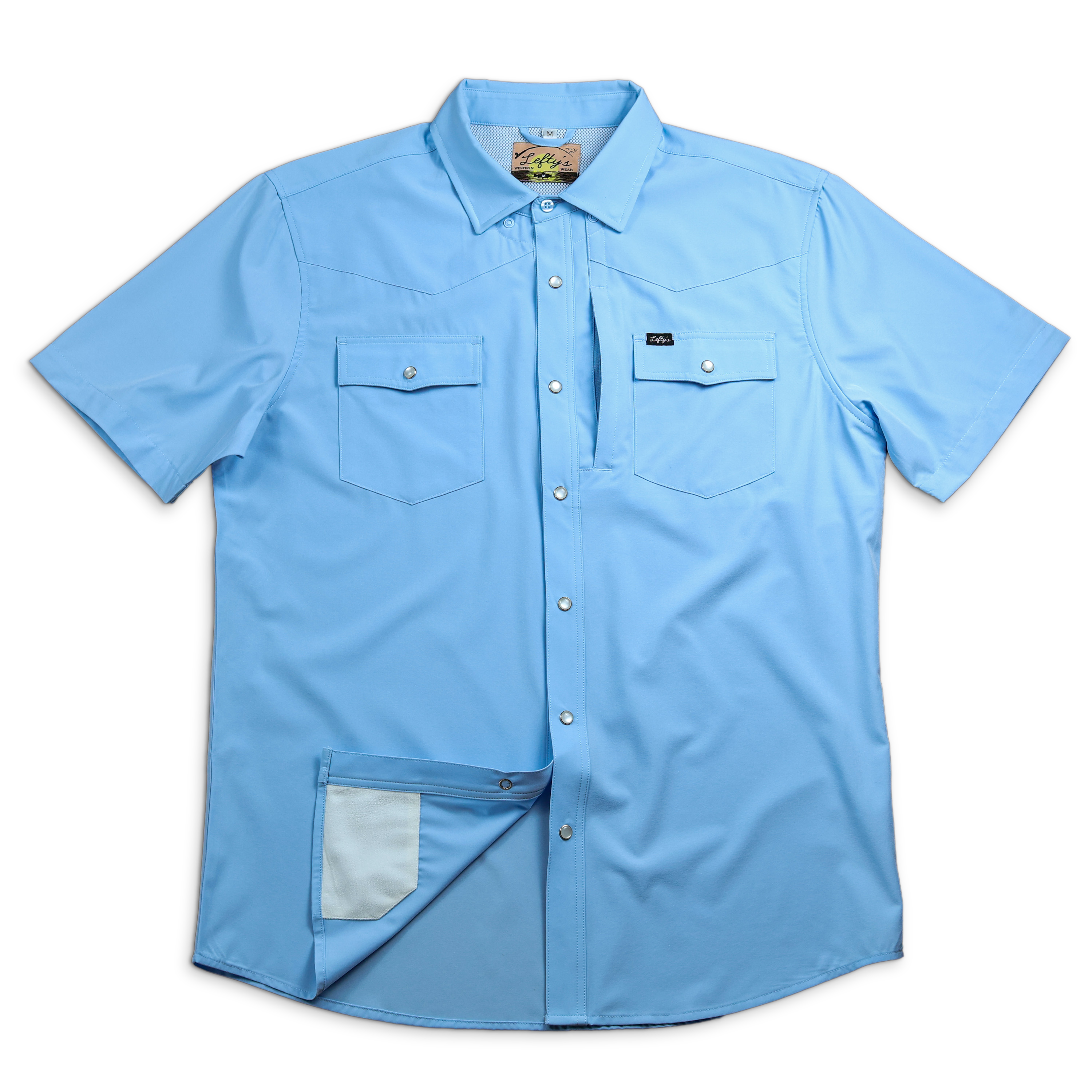 Light Blue OG Fishing Shirt — feature callouts